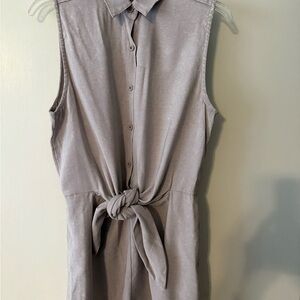 Sleeveless Tie-Front Shirt Romper Shorts